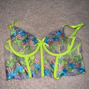 Hello LA Girl see-through pink, purple, green & blue lingerie set
